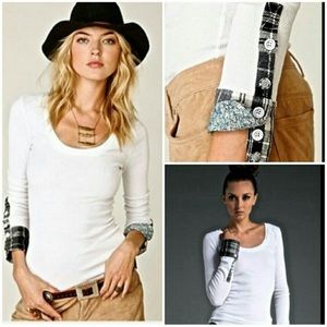 Free People We The Free Lou Flannel Cuff Thermal, size medium